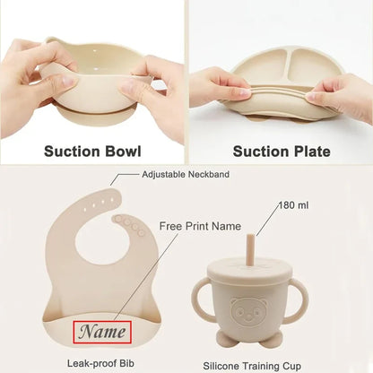 Personalized Silicone Baby Feeding Set