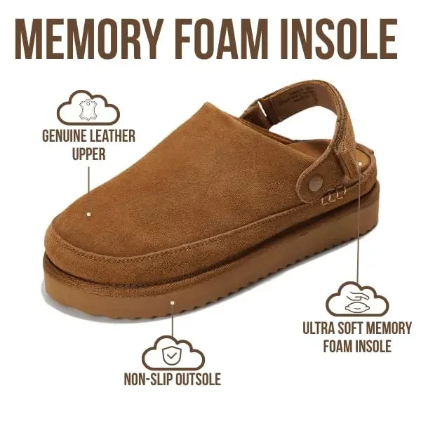 Genuine Suede Platform Clogs
