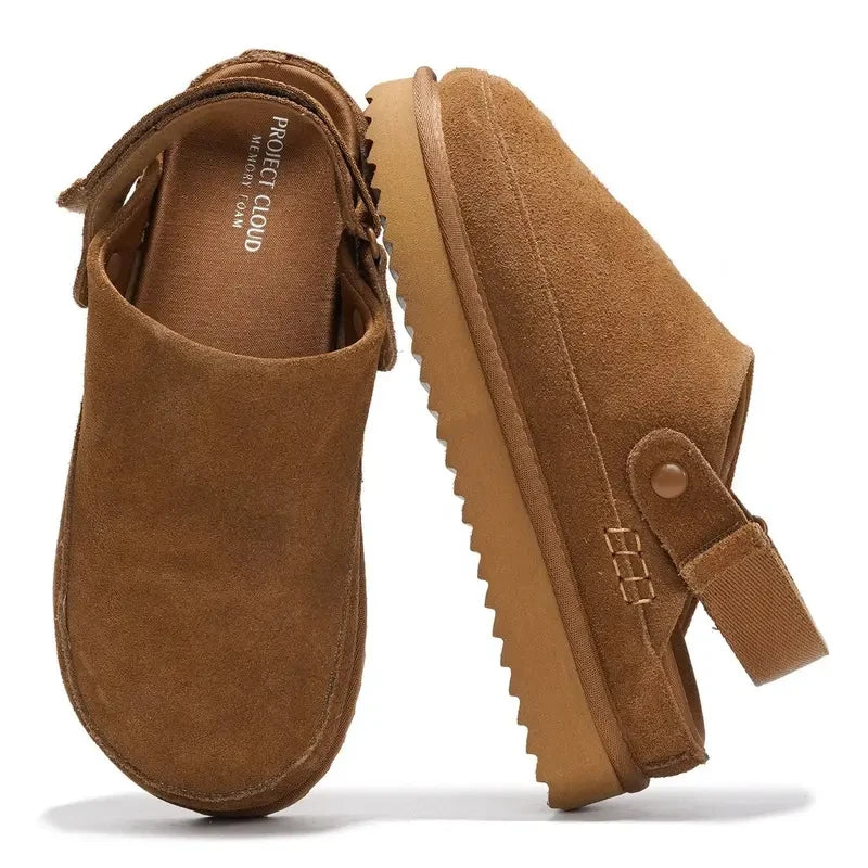 Genuine Suede Platform Clogs