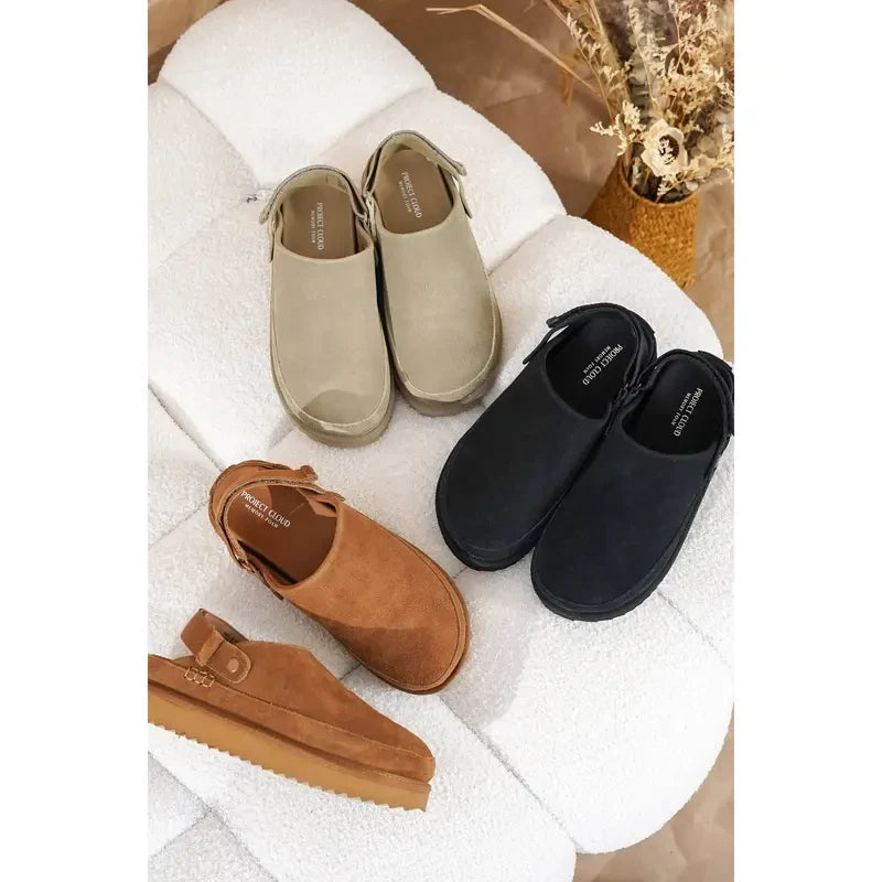 Genuine Suede Platform Clogs