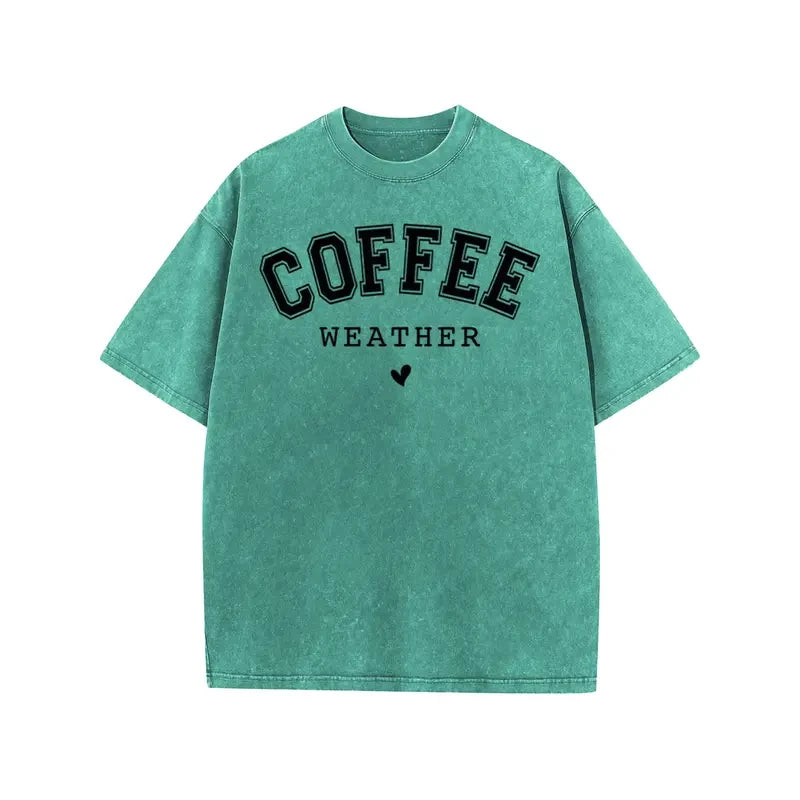 Acid Washed Coffee Graphic T-Shirt
