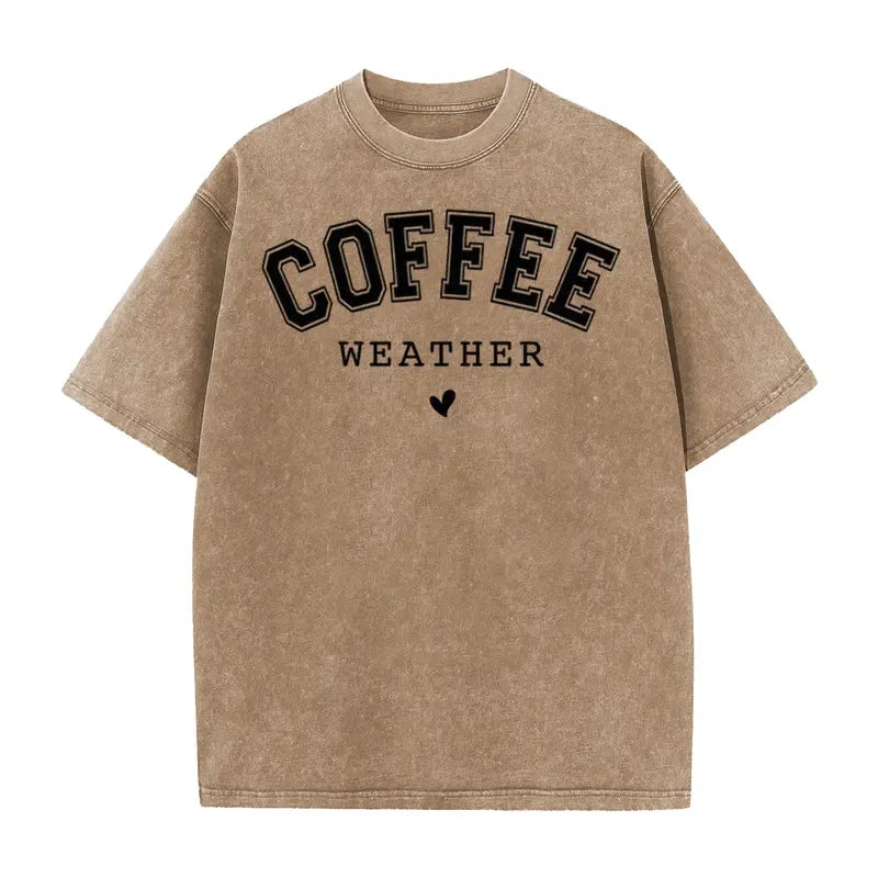 Acid Washed Coffee Graphic T-Shirt