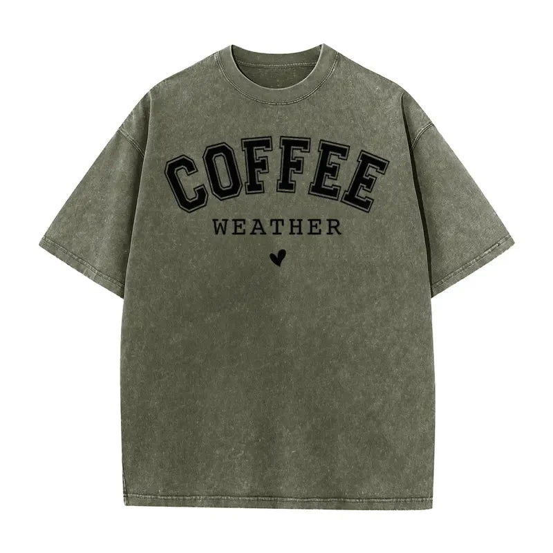 Acid Washed Coffee Graphic T-Shirt
