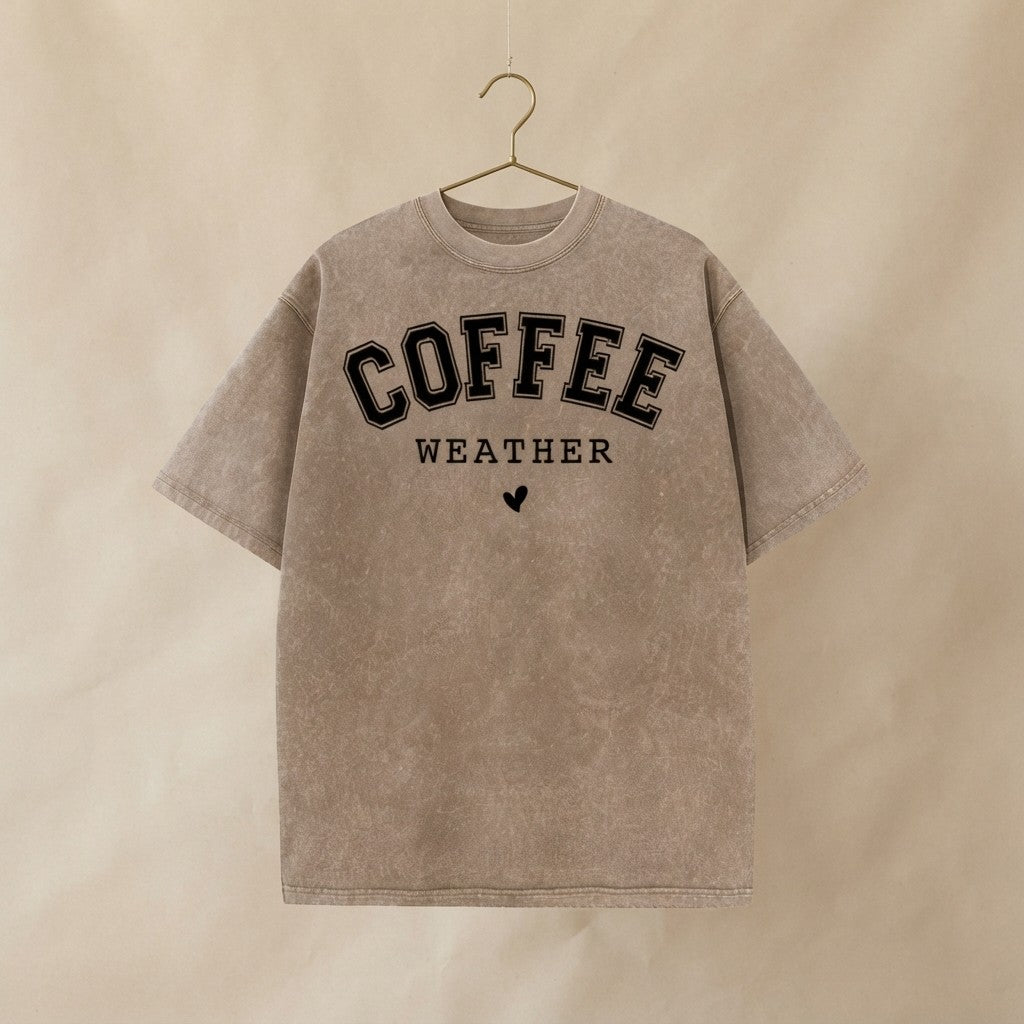 Acid Washed Coffee Graphic T-Shirt