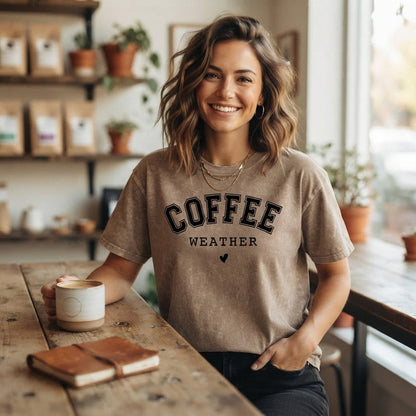 Acid Washed Coffee Graphic T-Shirt